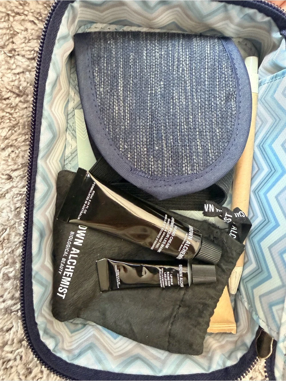 Missoni Navy Chevron Zip Travel Pouch or Cosmetics Bag with Gold Hardware Delta